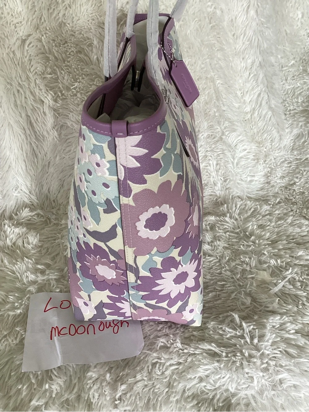 Coach Floral City Tote in Lavender, Cream and Light Blue